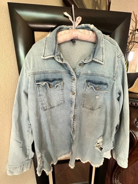 Pilcro Light Blue Denim Shirt Jacket - Picture 5 of 6
